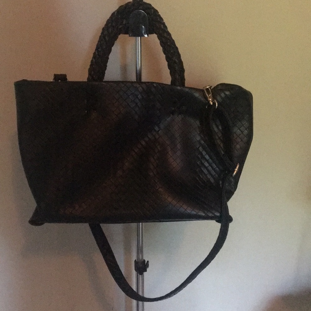 Faux Leather Weaved Satchel